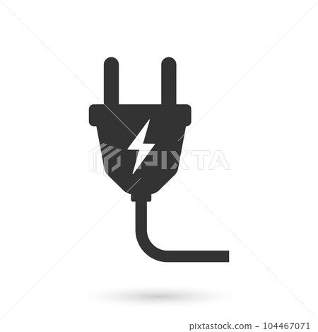 Electric socket with a plug icon in flat style. Connection symbol vector illustration on isolated background. 404 error sign business concept. 104467071