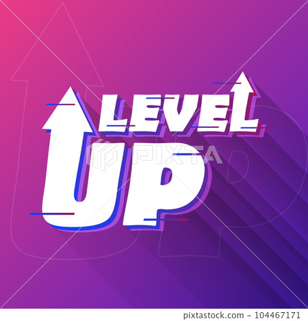 Level up icon in flat style. Achievement vector illustration on isolated background. Success sign business concept. 104467171