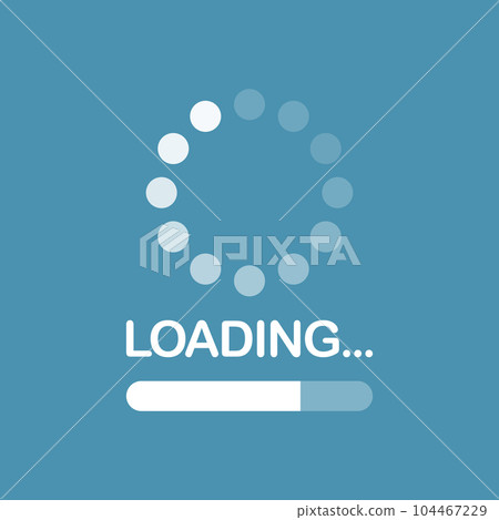 Loading bar icon in flat style. Progress indicator vector illustration on isolated background. Download button sign business concept. 104467229