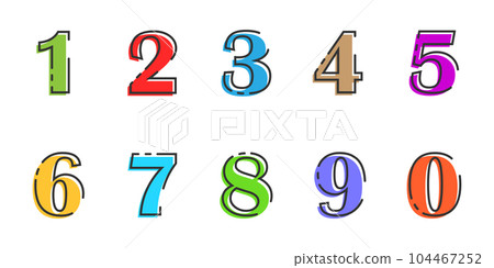 Numbers font icon in flat style. Typography vector illustration on isolated background. Numeral typographic sign business concept. 104467252