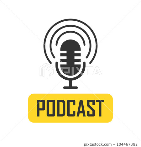 Podcast microphone icon in flat style. Audio interview vector illustration on isolated background. Studio speaker sign business concept. Podcast microphone icon in flat style. Audio interview vector illustration on isolated background. Studio speaker sign business concept. 104467382