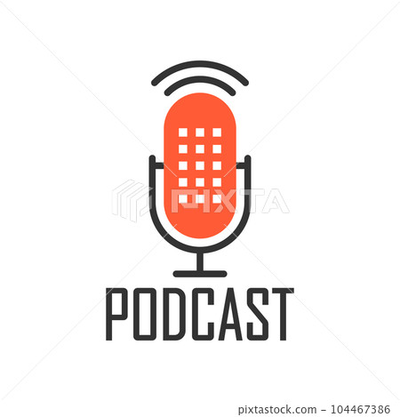 Podcast microphone icon in flat style. Audio interview vector illustration on isolated background. Studio speaker sign business concept. Podcast microphone icon in flat style. Audio interview vector illustration on isolated background. Studio speaker sign business concept. 104467386