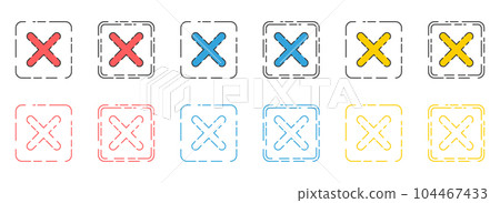 Rejected cross mark icon in flat style vector collection 104467433
