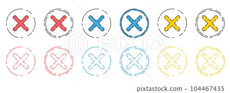 Rejected cross mark icon in flat style vector collection 104467435