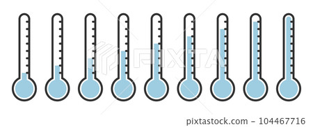 Thermometer sign icon vector illustration isolated on white Thermometer sign icon vector illustration isolated on white 104467716
