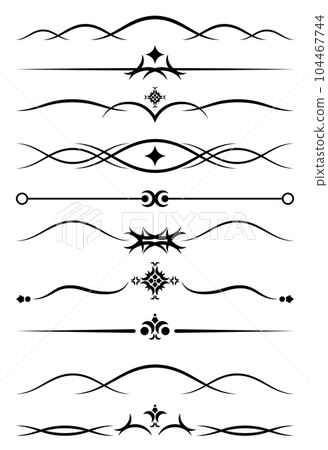 Vintage decoration, calligraphic ornament, corners and dividers vector illustration Vintage decoration, calligraphic ornament, corners and dividers vector illustration 104467744