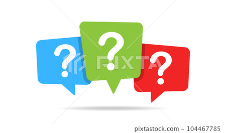Question mark icon in flat style. Faq vector illustration on isolated background. Ask help sign business concept. Question mark icon in flat style. Faq vector illustration on isolated background. Ask help sign business concept. 104467785
