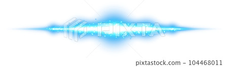 Blue horizontal lens flares. Laser beams, horizontal light rays. Beautiful light flares. Glowing streaks on transparent background. Png. 104468011