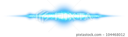 Blue horizontal lens flares. Laser beams, horizontal light rays. Beautiful light flares. Glowing streaks on transparent background. Png. 104468012
