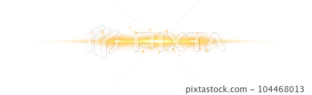 Yellow horizontal lens flares. Laser beams, horizontal light rays. Beautiful light flares. Glowing streaks on transparent background. Png. 104468013
