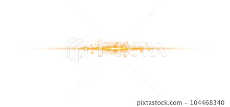 Yellow horizontal lens flares. Laser beams, horizontal light rays. Beautiful light flares. Glowing streaks on transparent background. Png. 104468340