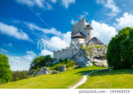 Beautiful view of Bobolice castle, Niegowa, Poland Beautiful view of Bobolice castle, Niegowa, Poland 104468459