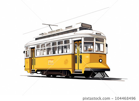 Illustration of a portuguese city with a tram, Portugal Illustration of a portuguese city with a tram, Portugal 104468496