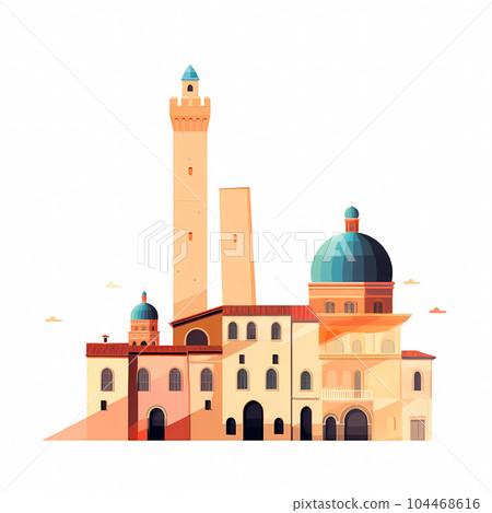 Illustration of beautiful view of Bologna, Italy Illustration of beautiful view of Bologna, Italy 104468616