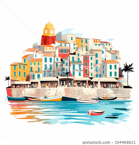 Beautiful view of the small town of Saint-Tropez, France 104468621