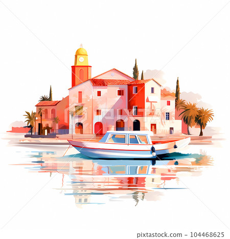 Beautiful view of the small town of Saint-Tropez, France 104468625