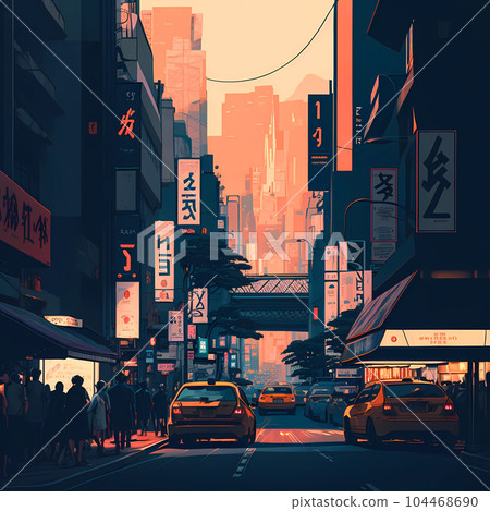 Illustration of beautiful view of the city of Tokyo, Japan Illustration of beautiful view of the city of Tokyo, Japan 104468690