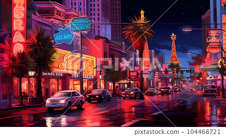 Illustration of a beautiful view of Las Vegas, USA Illustration of a beautiful view of Las Vegas, USA 104468721