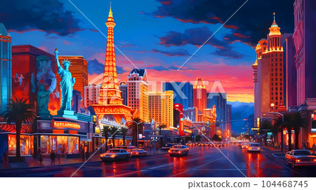 Illustration of a beautiful view of Las Vegas, USA 104468745