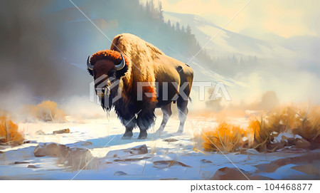 Illustration of Yellowstone National Park, USA 104468877
