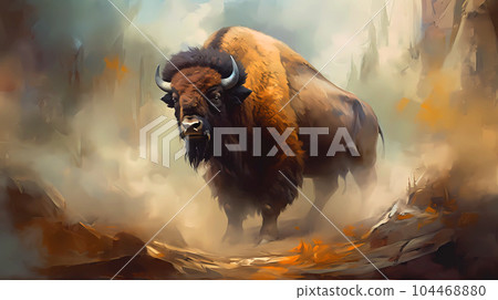 Illustration of Yellowstone National Park, USA 104468880
