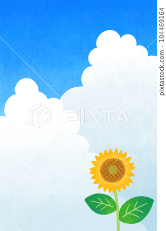 夏天插畫素材雷雲和向日葵 104469164