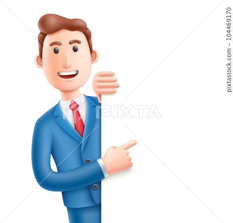 Businessman presentation cartoon character 3d illustration 104469170
