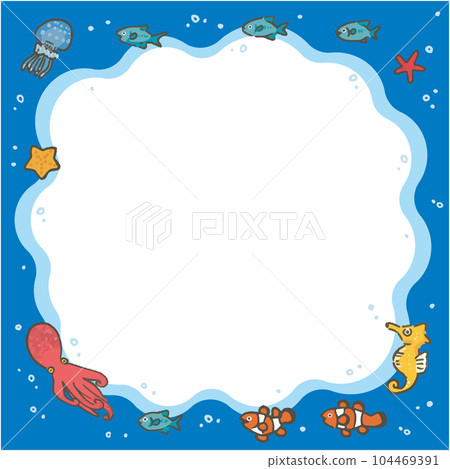 海裡的魚手繪框（方形） 104469391