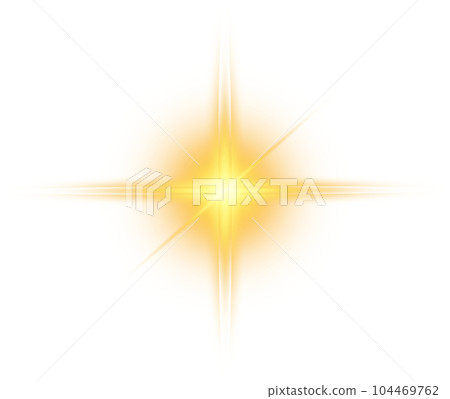 Golden star and sparks isolated on transparent background. Flares and sunbursts. Glowing light effects. PNG. 104469762