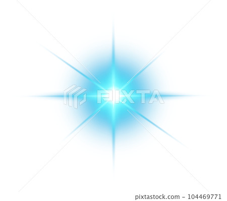 Blue star and sparks isolated on transparent background. Flares and sunbursts. Glowing light effects. PNG. 104469771