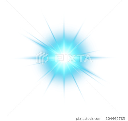 Blue star and sparks isolated on transparent background. Flares and sunbursts. Glowing light effects. PNG. 104469785