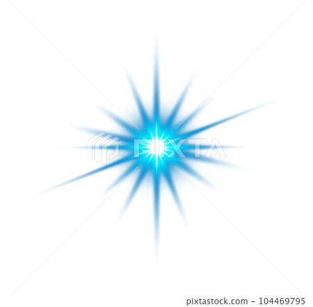 Blue star and sparks isolated on transparent background. Flares and sunbursts. Glowing light effects. PNG. 104469795
