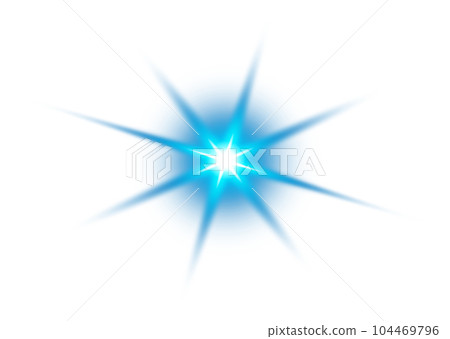 Blue star and sparks isolated on transparent background. Flares and sunbursts. Glowing light effects. PNG. 104469796