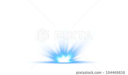 Blue star and sparks isolated on transparent background. Flares and sunbursts. Glowing light effects. PNG. 104469838