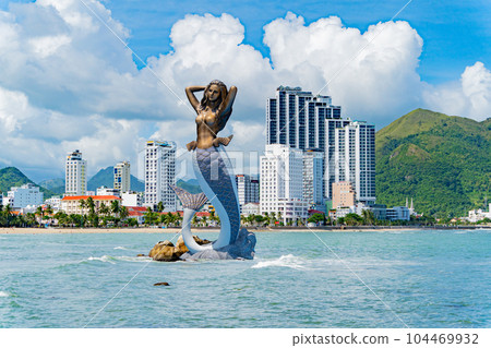 Mermaid on the background of Nha Trang. Mermaid on the background of Nha Trang. 104469932