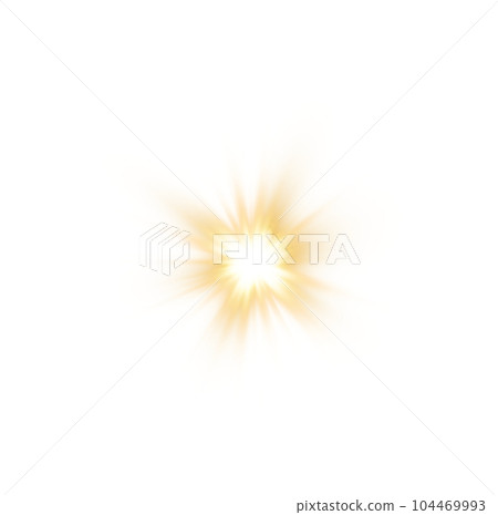 Golden star and sparks isolated on transparent background. Flares and sunbursts. Glowing light effects. PNG. Golden star and sparks isolated on transparent background. Flares and sunbursts. Glowing light effects. PNG. 104469993