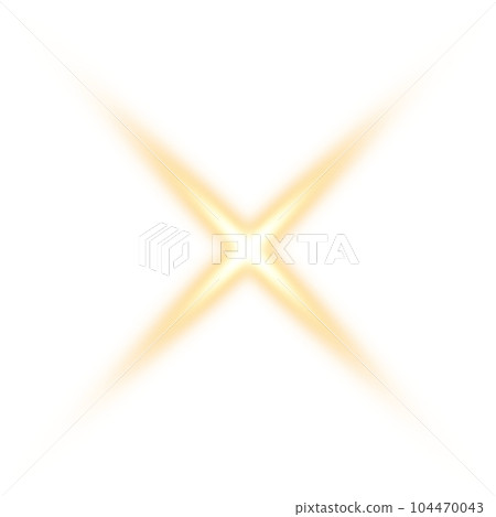Golden star and sparks isolated on transparent background. Flares and sunbursts. Glowing light effects. PNG. 104470043