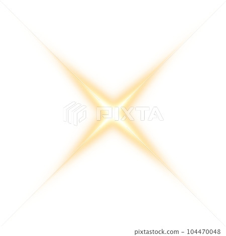 Golden star and sparks isolated on transparent background. Flares and sunbursts. Glowing light effects. PNG. 104470048