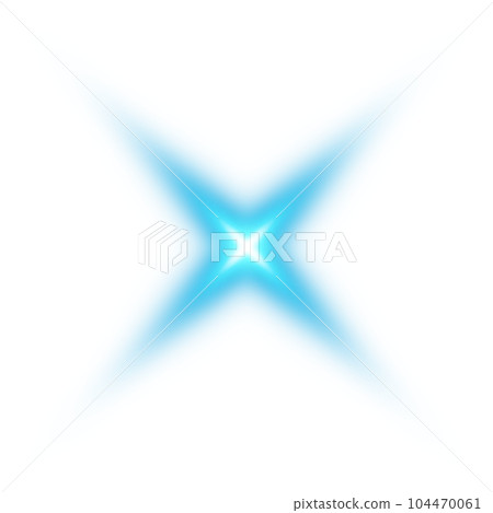 Blue star and sparks isolated on transparent background. Flares and sunbursts. Glowing light effects. PNG. 104470061