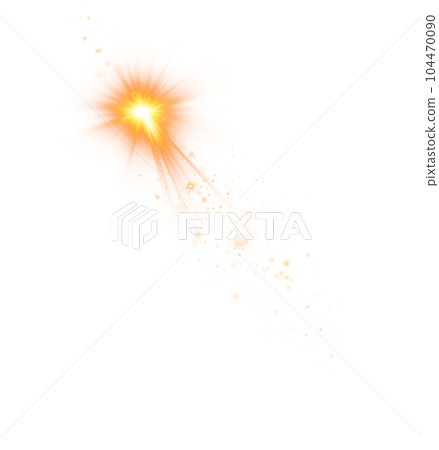 Golden star and sparks isolated on transparent background. Flares and sunbursts. Glowing light effects. PNG. Golden star and sparks isolated on transparent background. Flares and sunbursts. Glowing light effects. PNG. 104470090