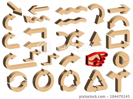 Arrow Recycle mark Cardboard material 3D illustration set Icon material 104470145