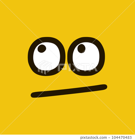 Thoughtful emoticon in doodle style. Cartoon face expressions isolated on yellow background Thoughtful emoticon in doodle style. Cartoon face expressions isolated on yellow background 104470483