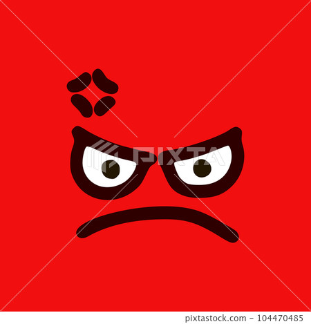 Evil emoticon in doodle style. Cartoon face expressions isolated on red background Evil emoticon in doodle style. Cartoon face expressions isolated on red background 104470485