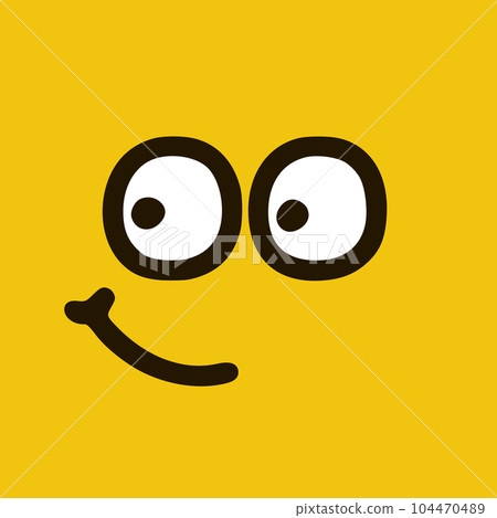 Happy emoticon in doodle style. Cartoon face expressions isolated on yellow background Happy emoticon in doodle style. Cartoon face expressions isolated on yellow background 104470489