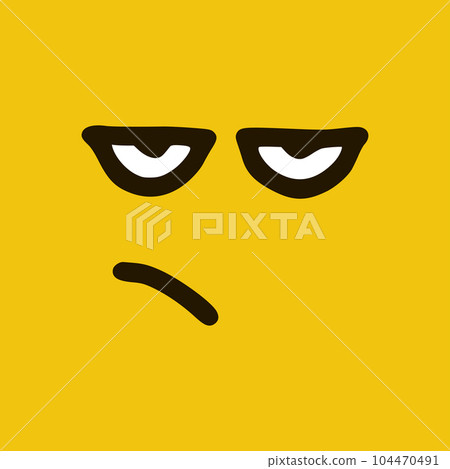 Sullen emoticon in doodle style. Cartoon face expressions isolated on yellow background Sullen emoticon in doodle style. Cartoon face expressions isolated on yellow background 104470491