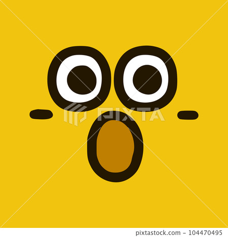 Frightened face emoticon in doodle style. Cartoon face expressions isolated on yellow background Frightened face emoticon in doodle style. Cartoon face expressions isolated on yellow background 104470495