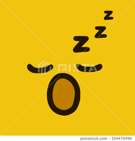 Sleeping emoticon in doodle style. Cartoon face expressions isolated on yellow background Sleeping emoticon in doodle style. Cartoon face expressions isolated on yellow background 104470496