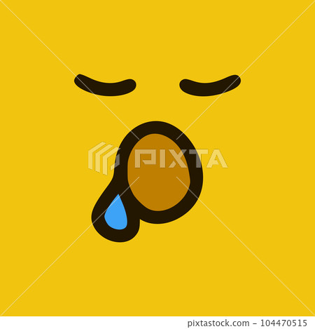Sleeping emoticon in doodle style. Cartoon face expressions isolated on yellow background Sleeping emoticon in doodle style. Cartoon face expressions isolated on yellow background 104470515
