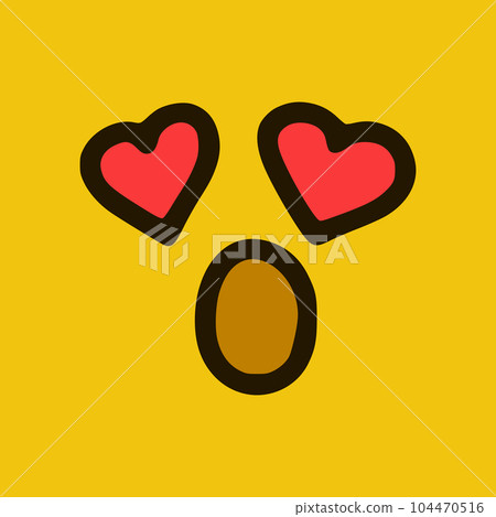 Emoticon in love in doodle style. Cartoon face expressions isolated on yellow background Emoticon in love in doodle style. Cartoon face expressions isolated on yellow background 104470516