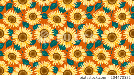 Sunflower seamless pattern on a neutral color background. Decorative cute floral vector illustration. Print fabric, textile design Sunflower seamless pattern on a neutral color background. Decorative cute floral vector illustration. Print fabric, textile design 104470521